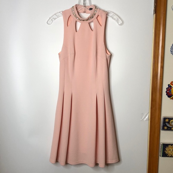 LuLu's Womens Dress Cut out Detailing Pink Flare Skirt Adornments M MEDIUM - Picture 1 of 9